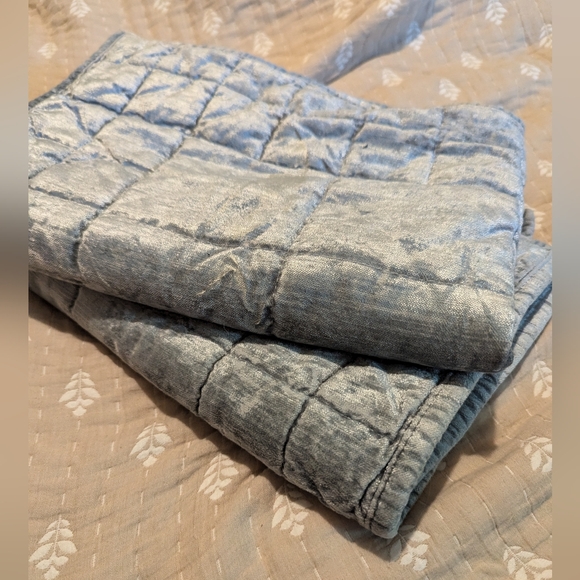 West Elm Velvet Box Stitched Pillow Sham Platinum Standard pair - Picture 8 of 8